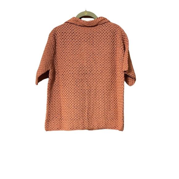 Savannah Morrow The Label Rico Crochet Button Up Sweater in Guava Size M/L NWT - Picture 4 of 8